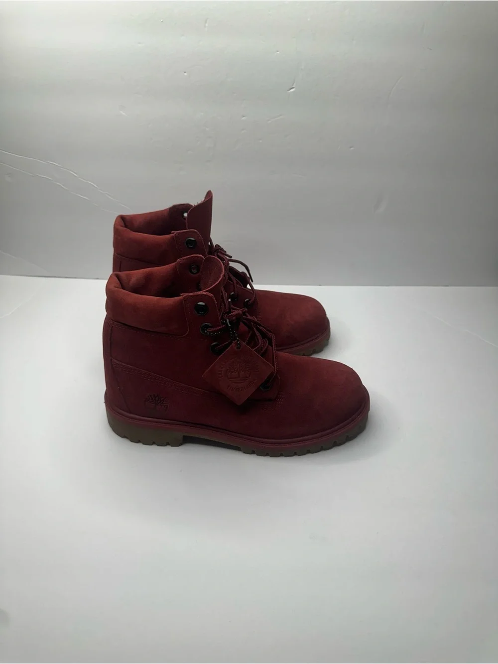 Timberland Kids Burgundy Lace-Up Suede Boots